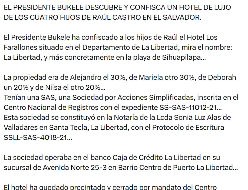 es_falso_que_bukele_haya_confiscado_un_hotel_de_lujo_a_los_hijos_de_raúl_castro